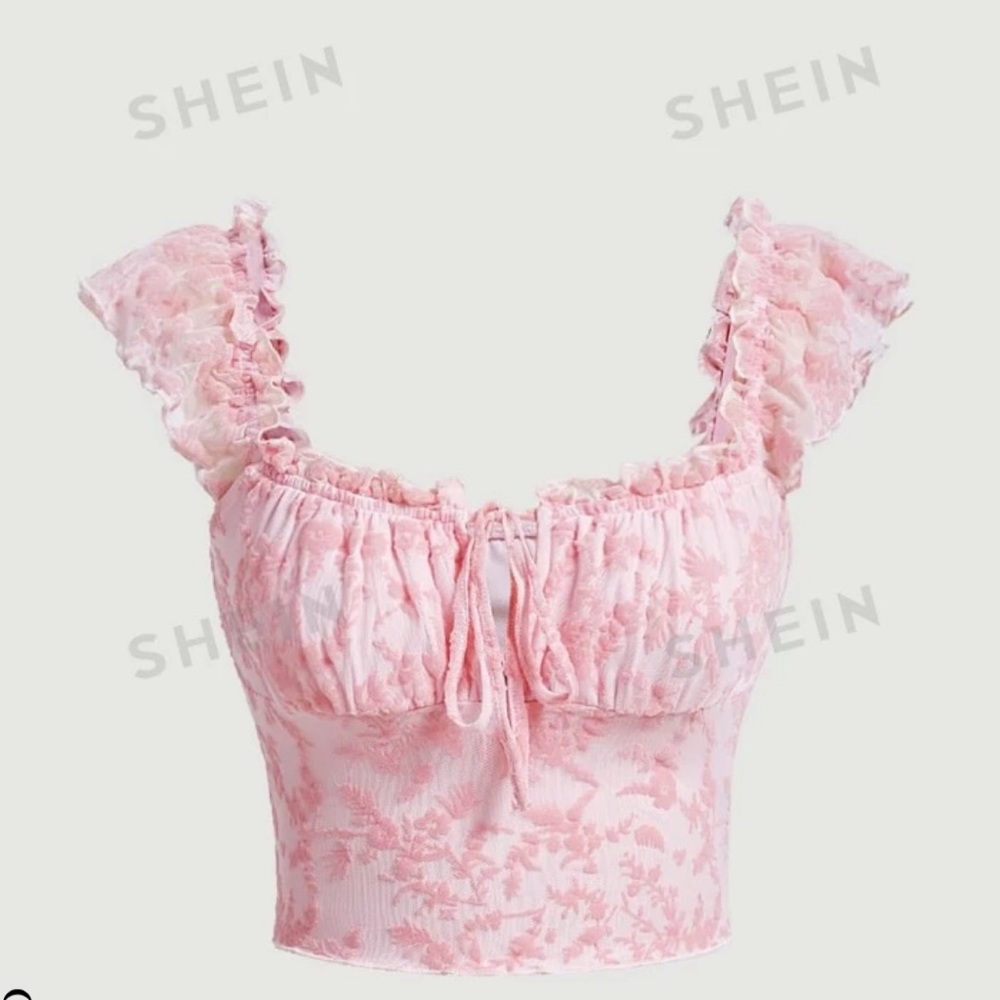 Floral Print Ruched Crop Tee